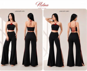 Áo tập hoa nổi handmade thiết kế lưng đan dây thanh lịch NETNA