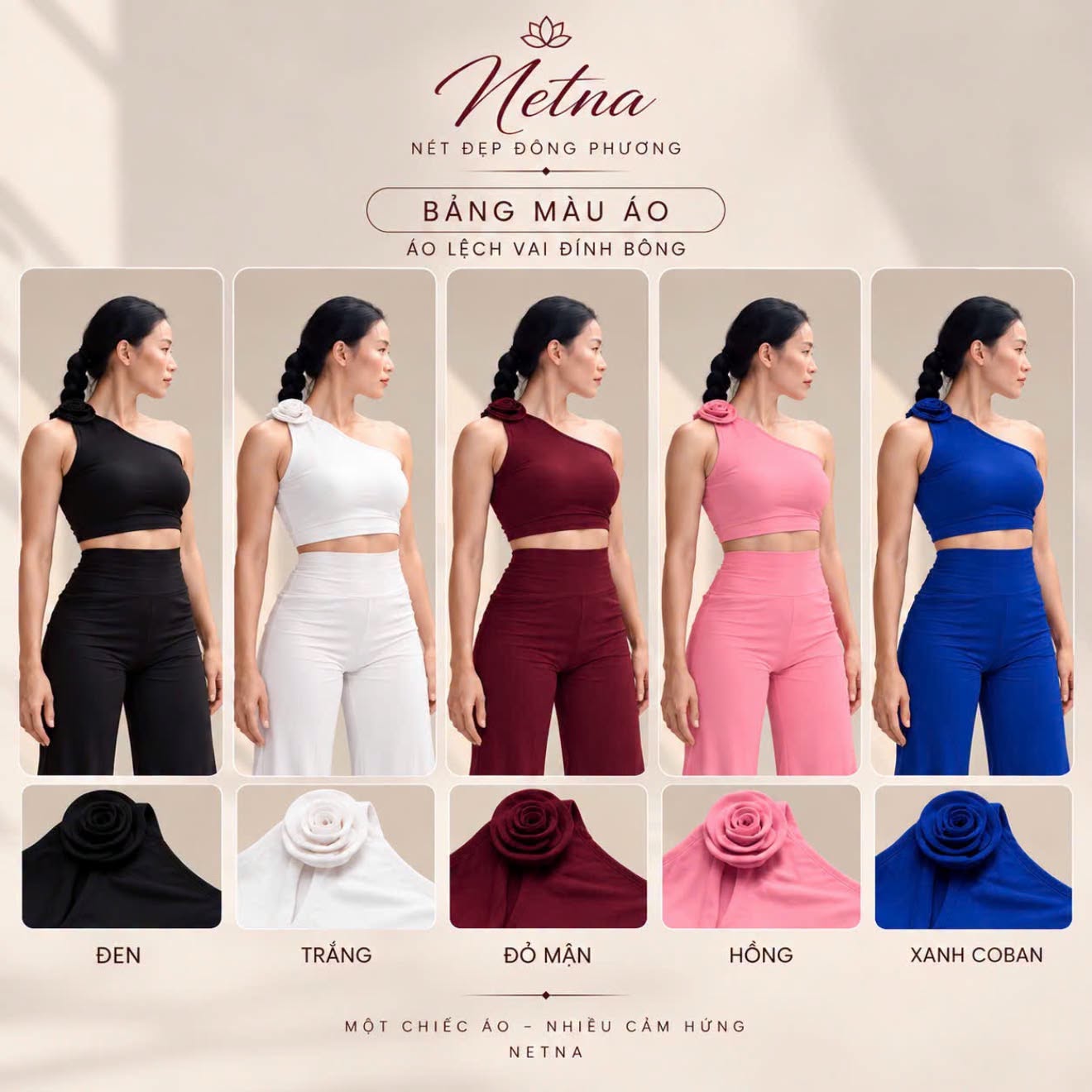 Áo Lệch Vai Đính Bông - Thiết Kế - Image 2