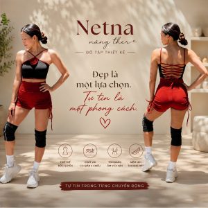 Áo tập nhấn hoa nổi handmade thiết kế lưng quyến rũ và thanh lịch NETNA
