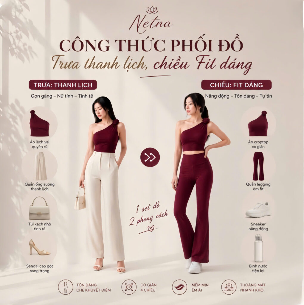 Gợi ý phối đồ tập yoga kết hợp trang phục công sở thanh lịch