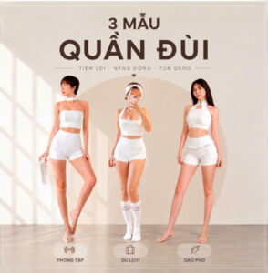 Mẫu nữ mặc quần short thể thao năng động năng lượng tại phòng tập
