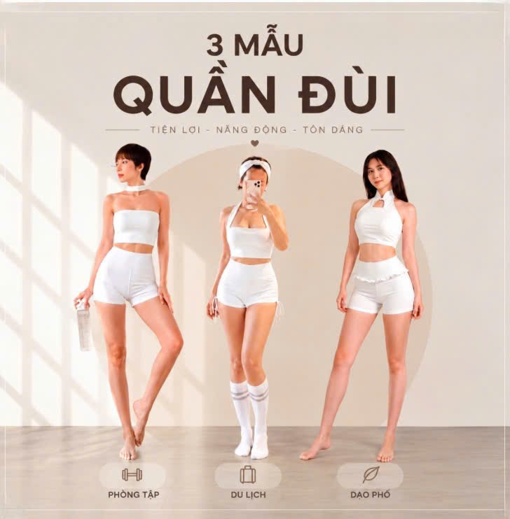 Mẫu nữ mặc quần short thể thao năng động năng lượng tại phòng tập